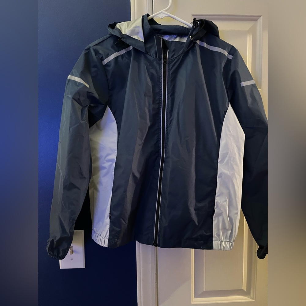 Navy and White Windbreaker Jacket